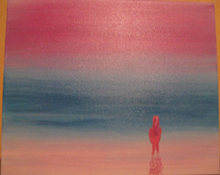 Peinture à la gouache sur toile de Nicolas Epinoux: the thinker 