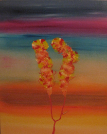 Peinture à la gouache sur toile de Nicolas Epinoux: ball flower 